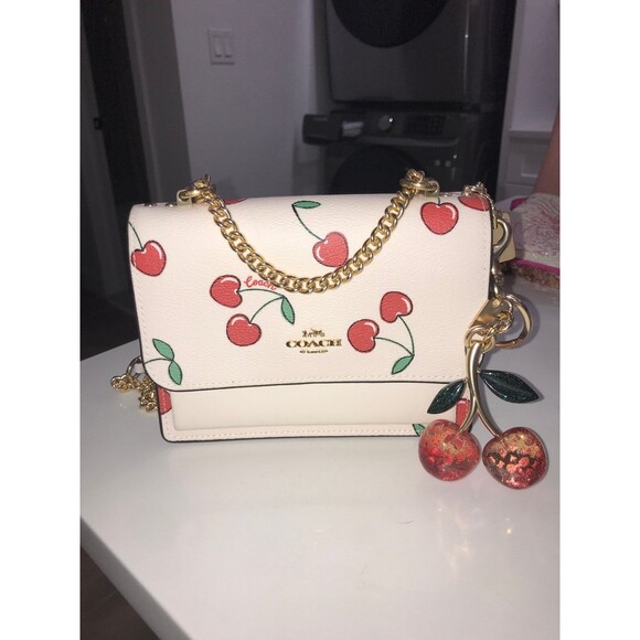 Coach Mini Klare crossbody bag with heart cherry print and keychain - Picture 1 of 11